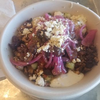 CAVA - Grain bowl with lentils, tzatziki, hummus, crazy feta spreads, chicken, tomatos, cucumbers, pickled onions, crumbled feta & vinaigrette! YUM - Mediterranean Near Me - Charlotte, North Carolina CAVA - Grain bowl with lentils, tzatziki, hummus, crazy feta spreads, chicken, tomatos, cucumbers, pickled onions, crumbled feta & vinaigrette! YUM - Mediterranean Near Me - Charlotte, North Carolina