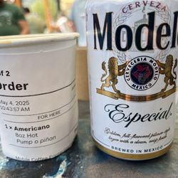Bonfire Burritos - Coffee from the adjacent cart (good stuff) and I took advantage of the $10 1800 and modelo deal