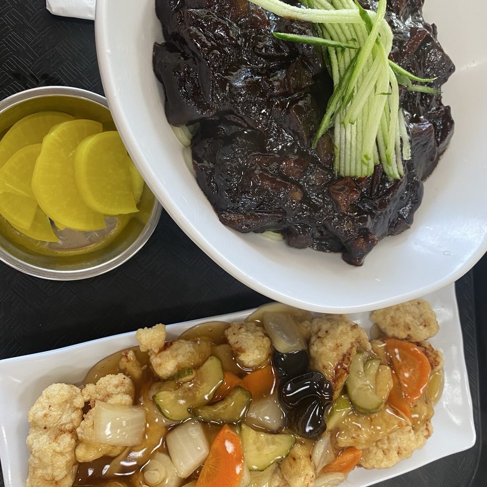 Kyodong - Black Bean Noodle and Fried Pork with Sweet and Sour Sauce Combo - Korean Near Me - Garden Grove, California Kyodong - Black Bean Noodle and Fried Pork with Sweet and Sour Sauce Combo - Korean Near Me - Garden Grove, California