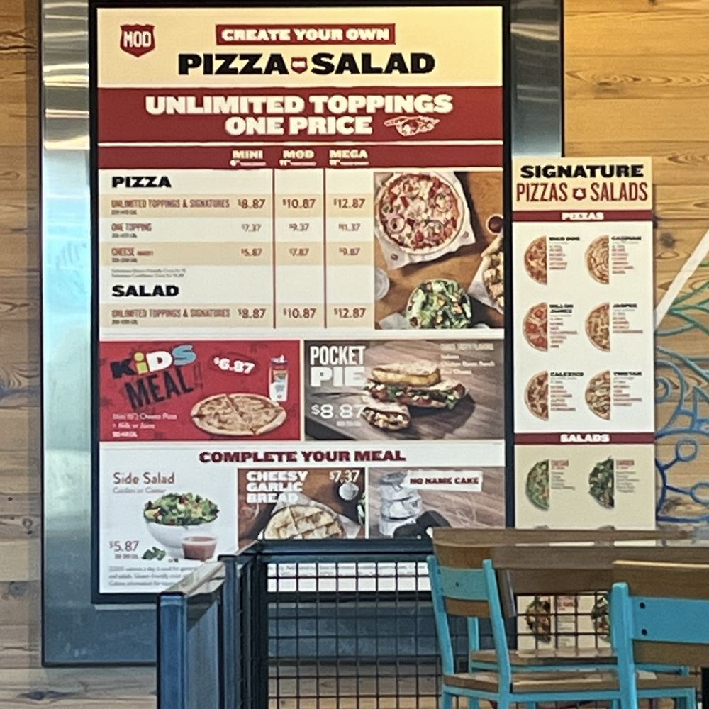 MOD Pizza - Menu when you come in - Fast Food Near Me - Sahuarita, Arizona