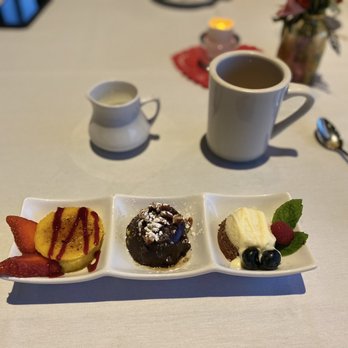 Frederick's Bistro - three desserts and a cup of coffee - French Near Me - San Antonio, Texas