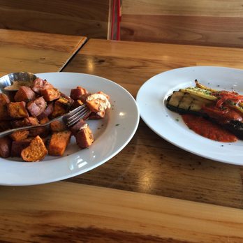 Pulse Cafe - Roasted sweet potatoes with chipotle aioli  and the vegetable napoleon. - Vegan Near Me