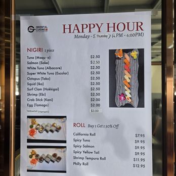 Oriental Cuisine - Happy Hour Sushi Roll offerings - Chinese Near Me - Roswell, Georgia Oriental Cuisine - Happy Hour Sushi Roll offerings - Chinese Near Me - Roswell, Georgia