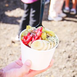 Aloha Kettlecorn - Acai Bowl w/ strawberry, banana, pineapple, granola, honey, & hemp seed.