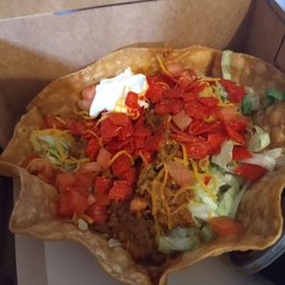 This is what a taco salad with no sour cream looks like.