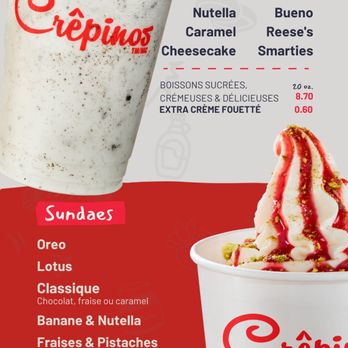 Crêpinos - Menu Milkshakes & Sundaes - Creperies Near Me - Saint-Léonard, Quebec Crêpinos - Menu Milkshakes & Sundaes - Creperies Near Me - Saint-Léonard, Quebec