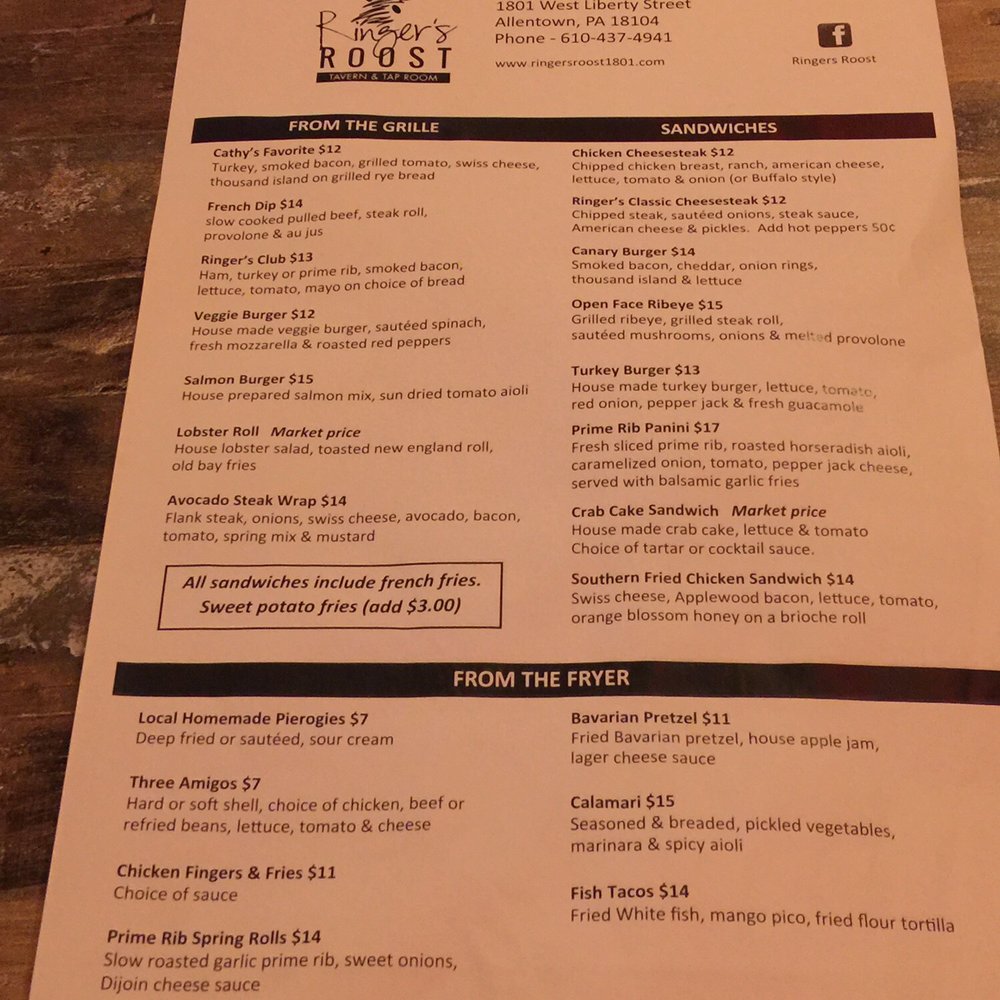 Ringers Roost - Menu - Pubs Near Me - Allentown, Pennsylvania Ringers Roost - Menu - Pubs Near Me - Allentown, Pennsylvania
