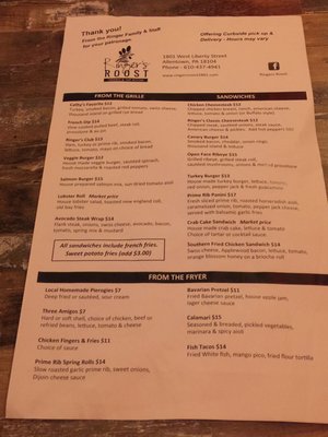 Menu photo 3 Ringers Roost Allentown, PA