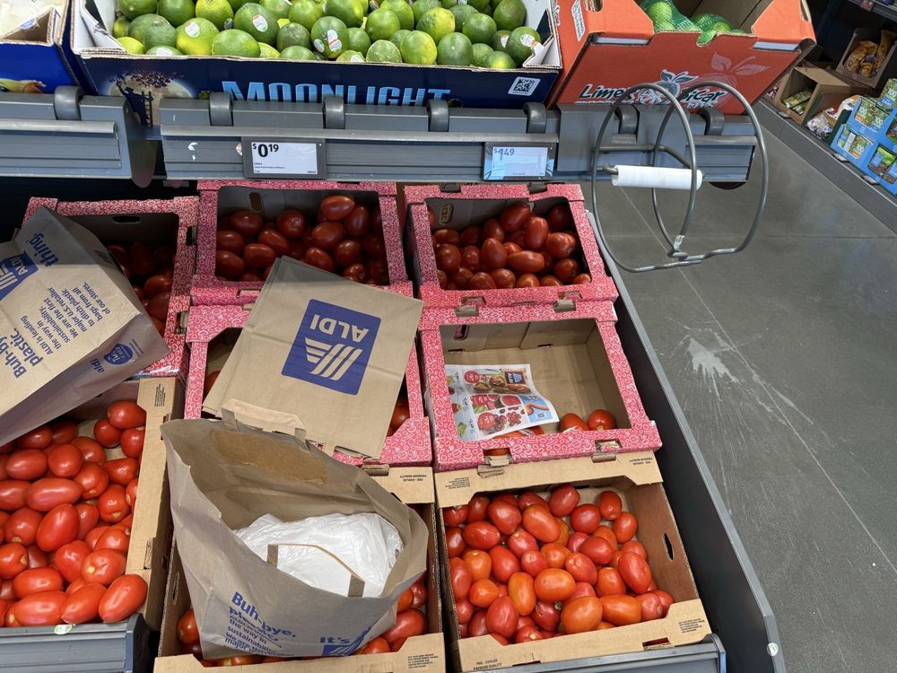 ALDI - A bag of huge plastic trash bags - presumably to replace the missing produce bags. - food - Grocery Near Me - Coachella, California ALDI - A bag of huge plastic trash bags - presumably to replace the missing produce bags. - food - Grocery Near Me - Coachella, California