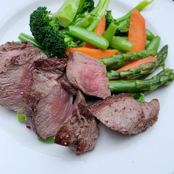 Tarpy's  - Venison medium-rare with steamed veggies. - New American Near Me - Monterey, California
