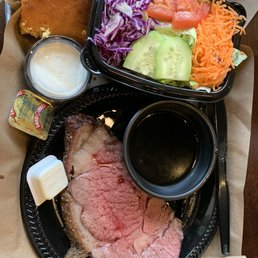 Prime rib, side salad, and ranch dressing (YUM!)