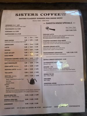 Menu photo 3 Sisters Coffee Company Sisters, OR Menu photo 3 Sisters Coffee Company Sisters, OR