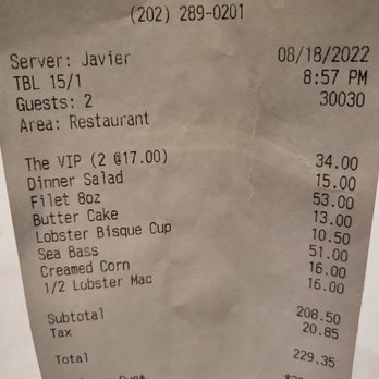 Del Frisco's Double Eagle Steakhouse - The bill, including our "complimentary" anniversary dessert. - Steakhouses Near Me - Washington, DC, District of Columbia