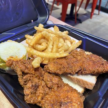 Dave's Hot Chicken - Dave's #1 - 2 Tenders w/ Fries - Chicken Shop Near Me - Houston, Texas Dave's Hot Chicken - Dave's #1 - 2 Tenders w/ Fries - Chicken Shop Near Me - Houston, Texas