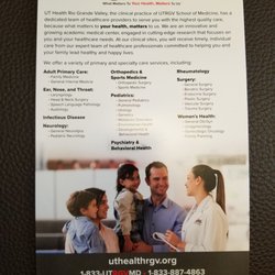 UT Health RGV Knapp Family Health Center - Flyer of Services