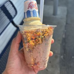 Chocolate rolled cone with crunch coat
