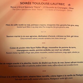 Moulin Rouge - the menu - Cabaret Near Me - Paris, 75