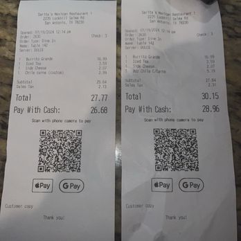 Sarita's Mexican Restaurant - This is the receipt of the ridiculous amount they charged me for a spoonful of gravy on my burrito - Mexican Near Me - San Antonio, Texas Sarita's Mexican Restaurant - This is the receipt of the ridiculous amount they charged me for a spoonful of gravy on my burrito - Mexican Near Me - San Antonio, Texas