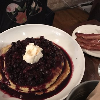 Bonafini - Chocolate chip pancakes with a side of bacon ( and not that oscar Meyer, this is the real deal) - Breakfast & Brunch Near Me - Brooklyn, New York Bonafini - Chocolate chip pancakes with a side of bacon ( and not that oscar Meyer, this is the real deal) - Breakfast & Brunch Near Me - Brooklyn, New York