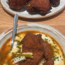 Fish and Grits Buttermilk Waffle with 3 Piece Alta Fried Chicken