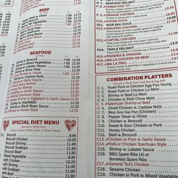 China Taste - The menu lists Chinese takeout options including pork, beef, seafood, and specialty dishes, with prices and portion sizes. It also features combination platters and a special diet menu. - Chinese Near Me - Riverview, Florida