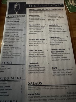 Menu photo 1 The Fermentary Public House Lowell, AR Menu photo 1 The Fermentary Public House Lowell, AR