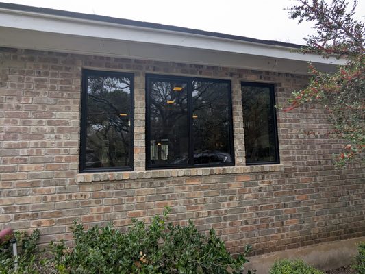 Black on Black Windows (Boerne, 2024) - We replaced more than 40 old aluminum-frame windows in Boerne with gorgeous new Designer Black (Black/Black) windows by Anlin.