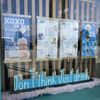 Teapressu - don't think just drink sign in window - Food Trucks Near Me - Burnaby, British Columbia