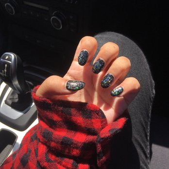Venetian Nail Spa - Black Holo Top Coat Nails - Almond Shape (2017) - Nail Salons Near Me - Boynton Beach, Florida Venetian Nail Spa - Black Holo Top Coat Nails - Almond Shape (2017) - Nail Salons Near Me - Boynton Beach, Florida