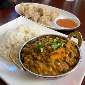 Momo Masalas - Chicken momo and matar paneer with rice - Indian Near Me - Berkeley, California