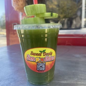 Sweet Deals - Super green (Oranges, Celery, Kale, Pear, Spinach, Cucumber. Green Apple-ginger added) - Juice Bars & Smoothies Near Me - Riverside, California Sweet Deals - Super green (Oranges, Celery, Kale, Pear, Spinach, Cucumber. Green Apple-ginger added) - Juice Bars & Smoothies Near Me - Riverside, California