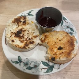 Homemade biscuit and jam.
