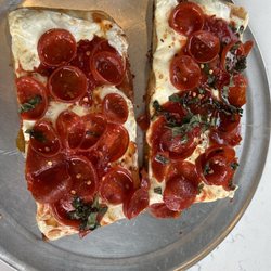Sals Pizza Factory - Pepperoni, onion, basil, hot honey and fresh mozzarella