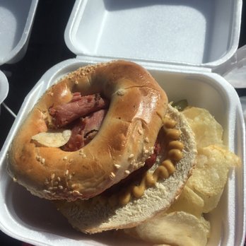 Montreal Bagels - Montreal smoked meat on sesame bagel - Bagels Near Me - Calgary, Alberta