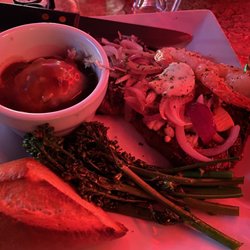 Showboat Saloon - Ribeye Steak covered with onion & blue cheese