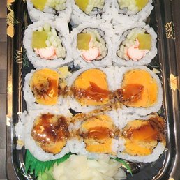 Custom California Roll (pickle, cucumber and Crab meat) and Sweet Potato Roll