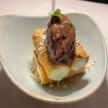 Byblos Miami - Stuffed Baklava (with mint ice cream) - Mediterranean Near Me - Miami Beach, Florida Byblos Miami - Stuffed Baklava (with mint ice cream) - Mediterranean Near Me - Miami Beach, Florida