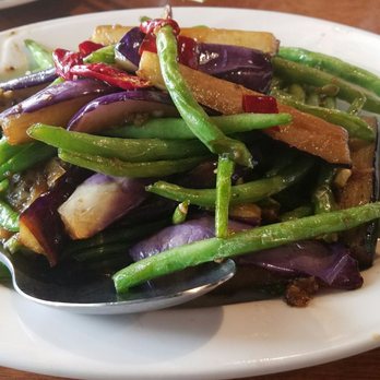 Hunan Cafe - eggplant with green beans - African Near Me - Houston, Texas