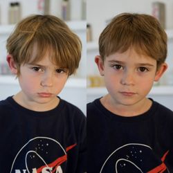 Rock Paper Salon - First professional haircut. He was thrilled