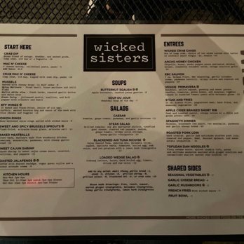 Wicked Sisters - Menu (front) - American Near Me - Baltimore, Maryland Wicked Sisters - Menu (front) - American Near Me - Baltimore, Maryland