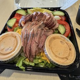 Ball tip salad with their signature barbecue ranch dressing.