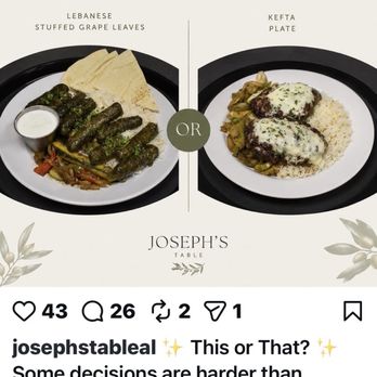 Joseph’s Table - Gotta try this tonight. - Mediterranean Near Me - Birmingham, Alabama