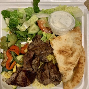 Holy Land Cafe - Lamb Shish Kabob entree - Middle Eastern Near Me - Lenexa, Kansas