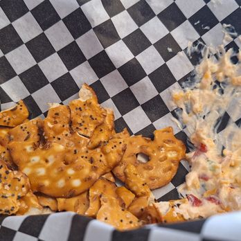 Main St. Deli - Flat pretzels with pimento cheese dip - Breakfast & Brunch Near Me - Buford, Georgia Main St. Deli - Flat pretzels with pimento cheese dip - Breakfast & Brunch Near Me - Buford, Georgia