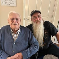Willow Springs Assisted Living - Grandpa enjoys some quality time with his son, David while he's here visiting from California.