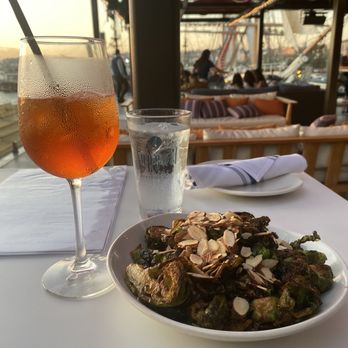 Topsail - Aperol spritz and Brussel sprouts (vegan modified) - American Near Me - San Diego, California