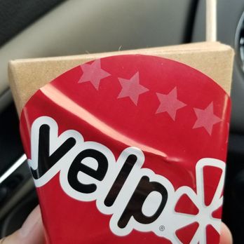 Moneybags Dumplings - Cute takeaway box with mini skewer & Yelp logo - Dim Sum Near Me - Buffalo, New York