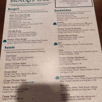 Brady's Bar - the menu of the restaurant - American Near Me - Traverse City, Michigan Brady's Bar - the menu of the restaurant - American Near Me - Traverse City, Michigan