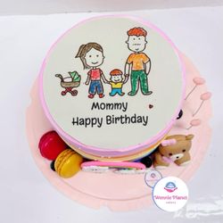 Wennie Planet Cakery - Family drawing sugar sheet cake