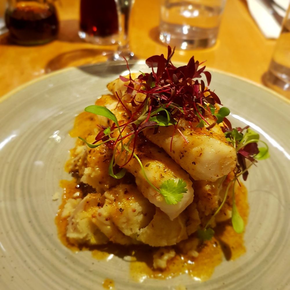 The Beach Restaurant - Monk fish with mustard mash and Cajun butter - Seafood Near Me - St Ives, CON